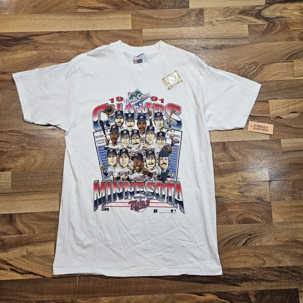 Vintage 1991 Minnesota Twins World Series Champs T-Shirt M Salem Sportswear USA - Picture 2 of 9
